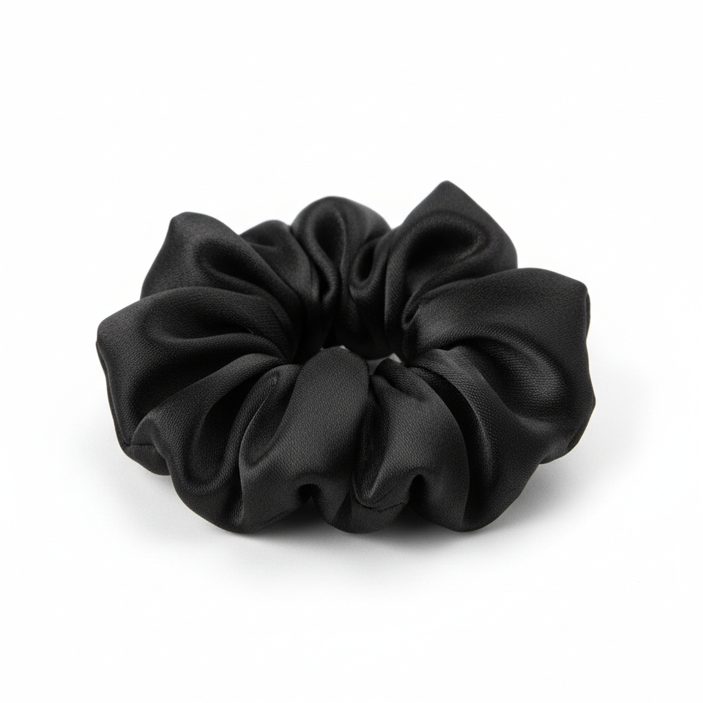 Black satin kids scrunchie