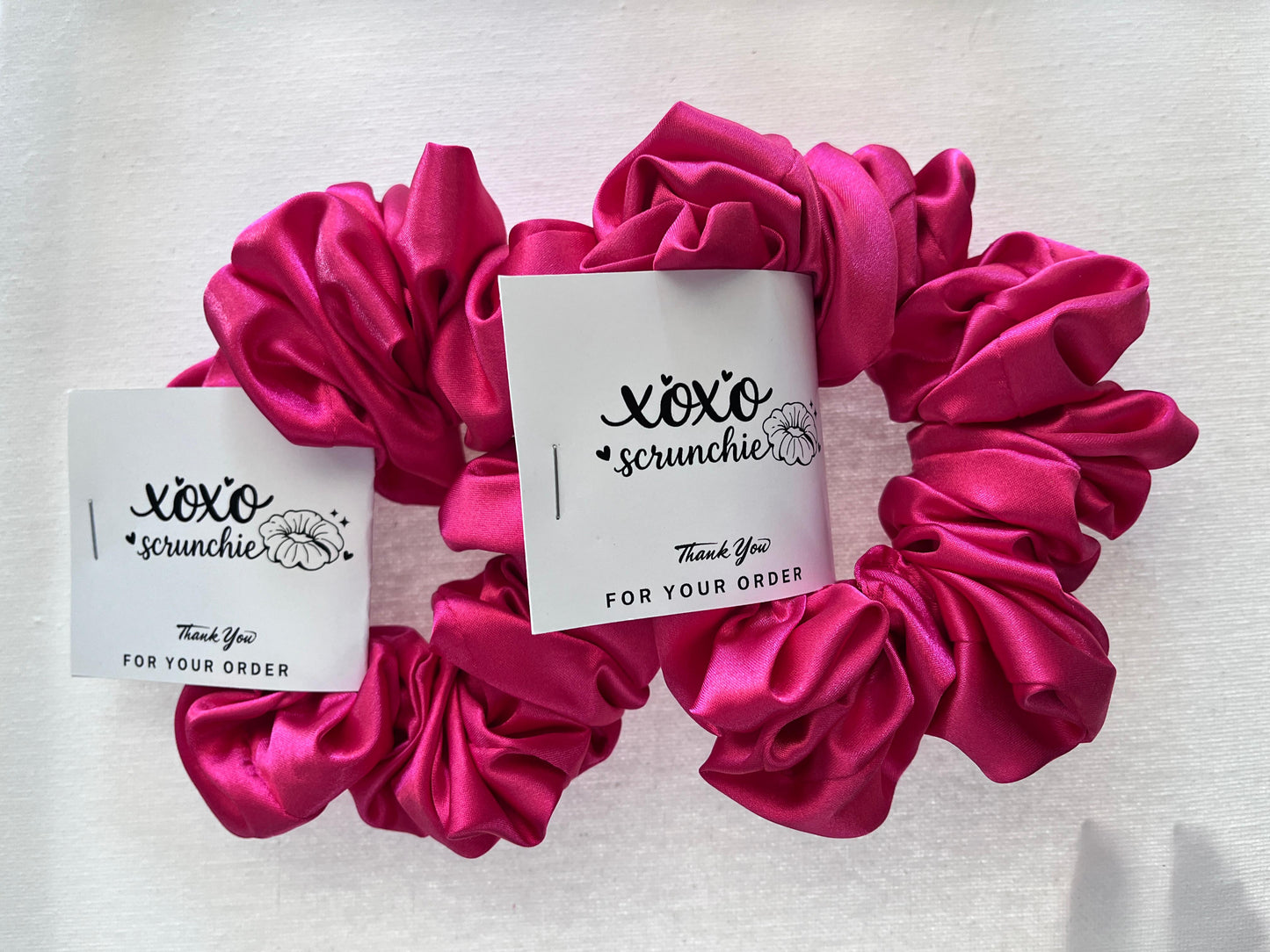 Pretty pink satin scrunchie for kids
