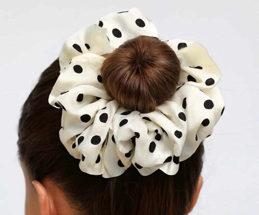 Thee Karabo Scrunchie - handmade monochrome satin hair scrunchie by XOXO Scrunchie